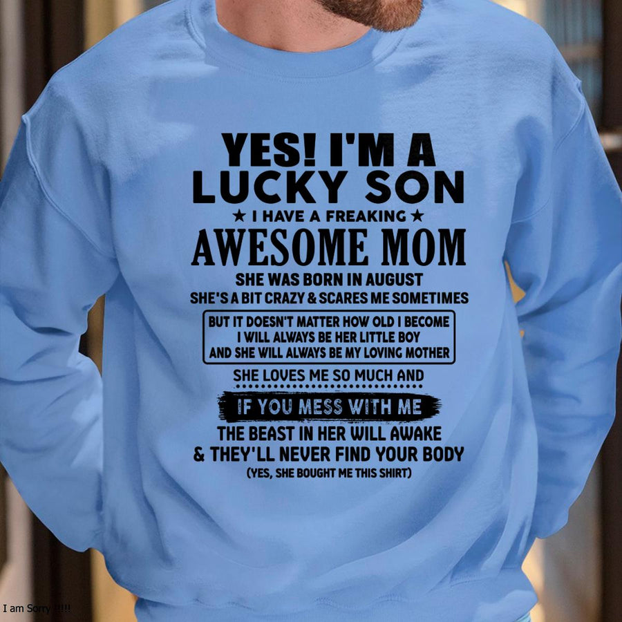 August - I am Lucky Son - Gift For Son From Mom - NGHL08 - (SKU-T1206LMS-08)