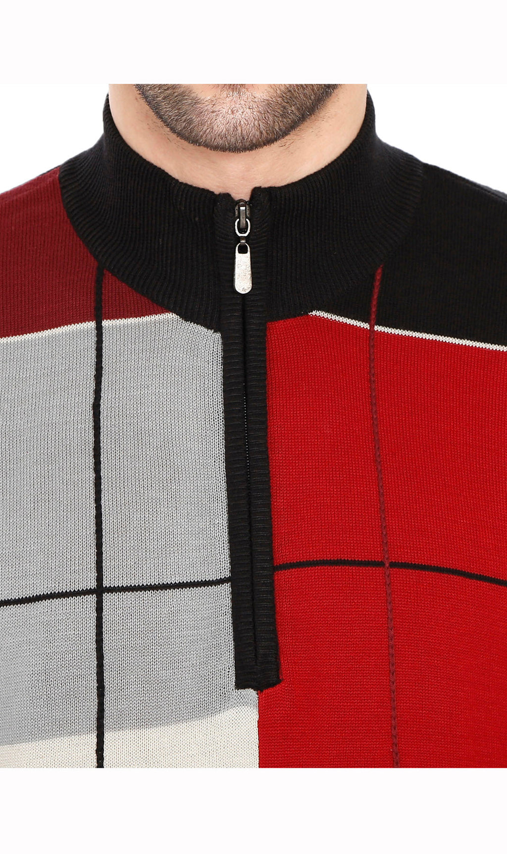 Men's Color Block Quarter Zip Long Sleeve Sweater