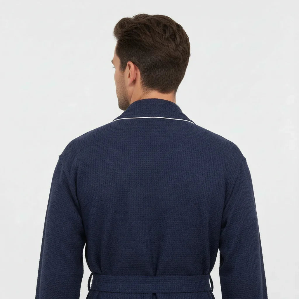 Premium Waffle Piping Robe for Men