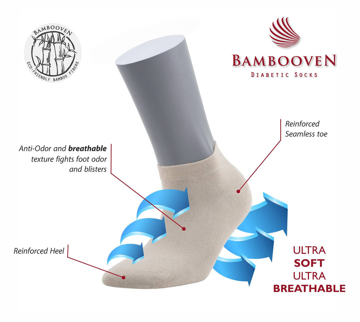 Women’s Bamboo Ankle Socks 8-Pack Gift Box, Berry & Navy