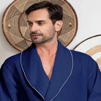 Premium Waffle Piping Robe for Men