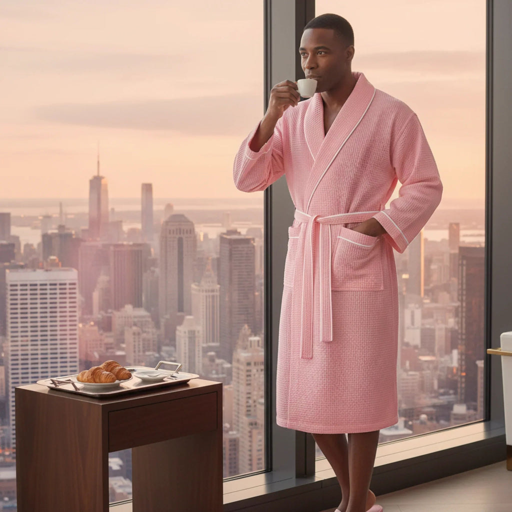Premium Waffle Piping Robe for Men