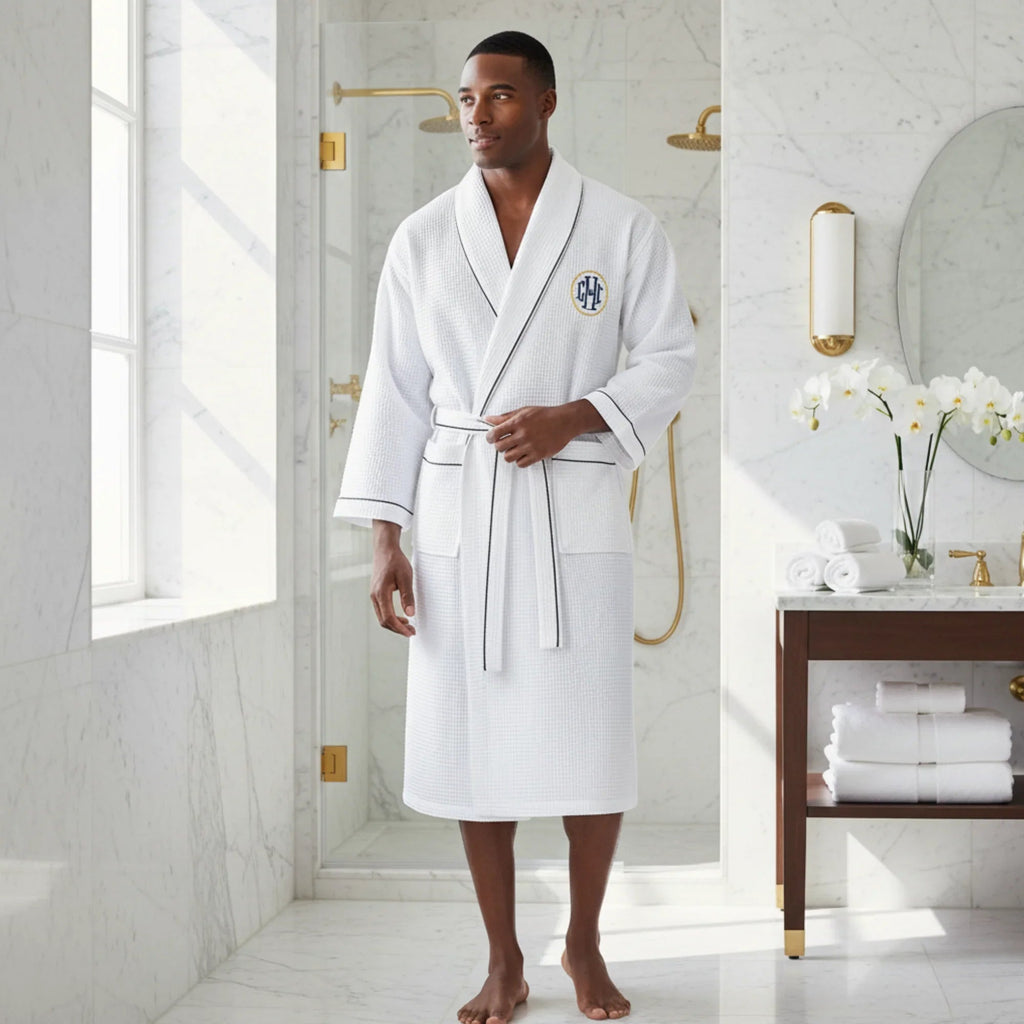 Premium Waffle Piping Robe for Men